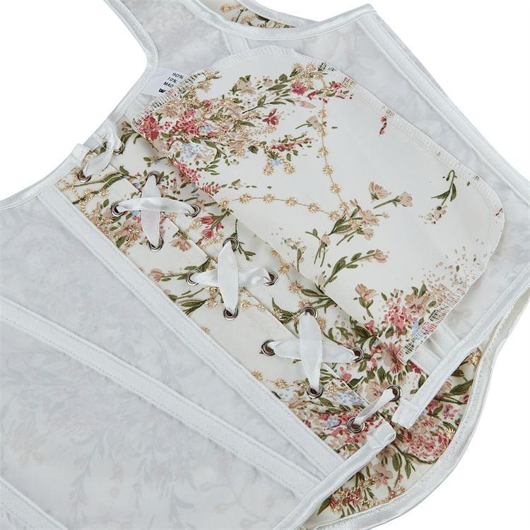 Sleeveless Floral Print Corset Top Product Image