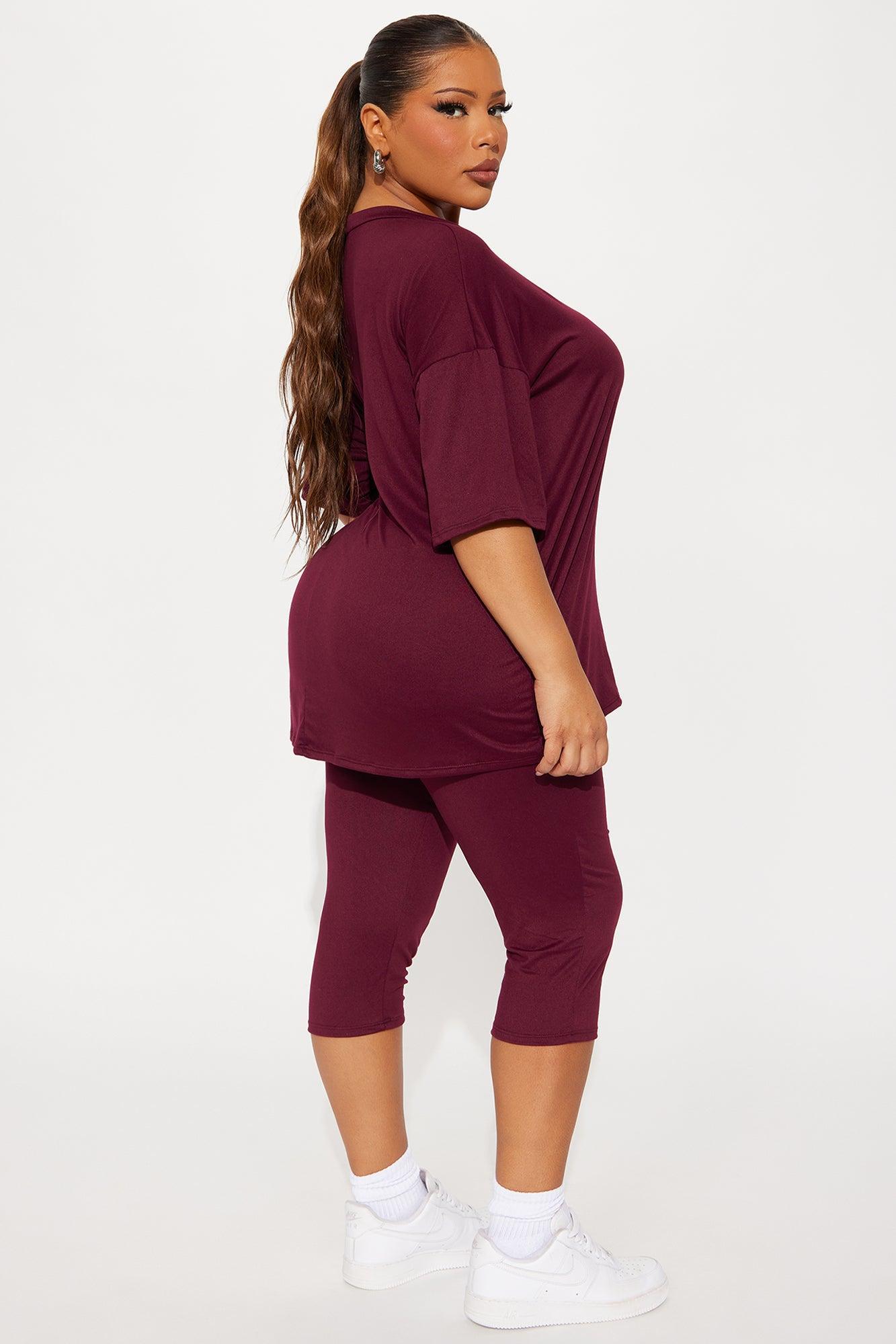 Weekend Vibes Capri Set - Burgundy Product Image