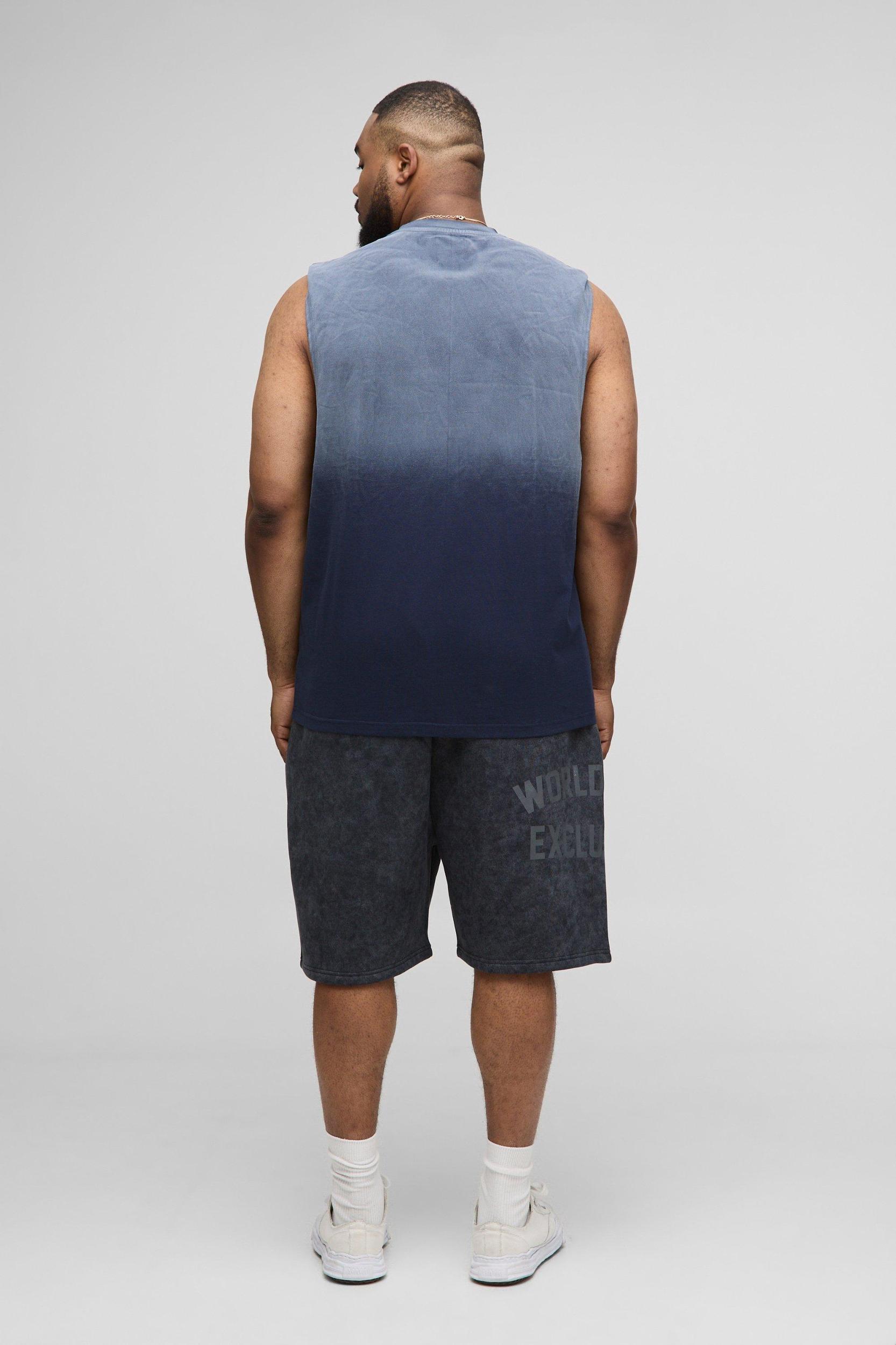 Plus Regular Fit Drop Armhole Spray Wash Tank | boohooMAN USA Product Image