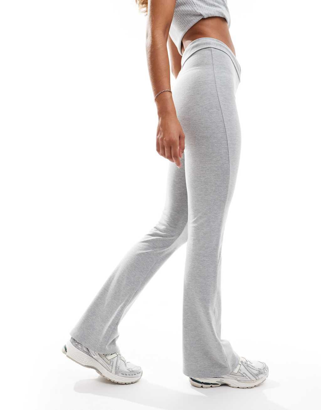 Miss Selfridge V front flare legging in gray heather Product Image