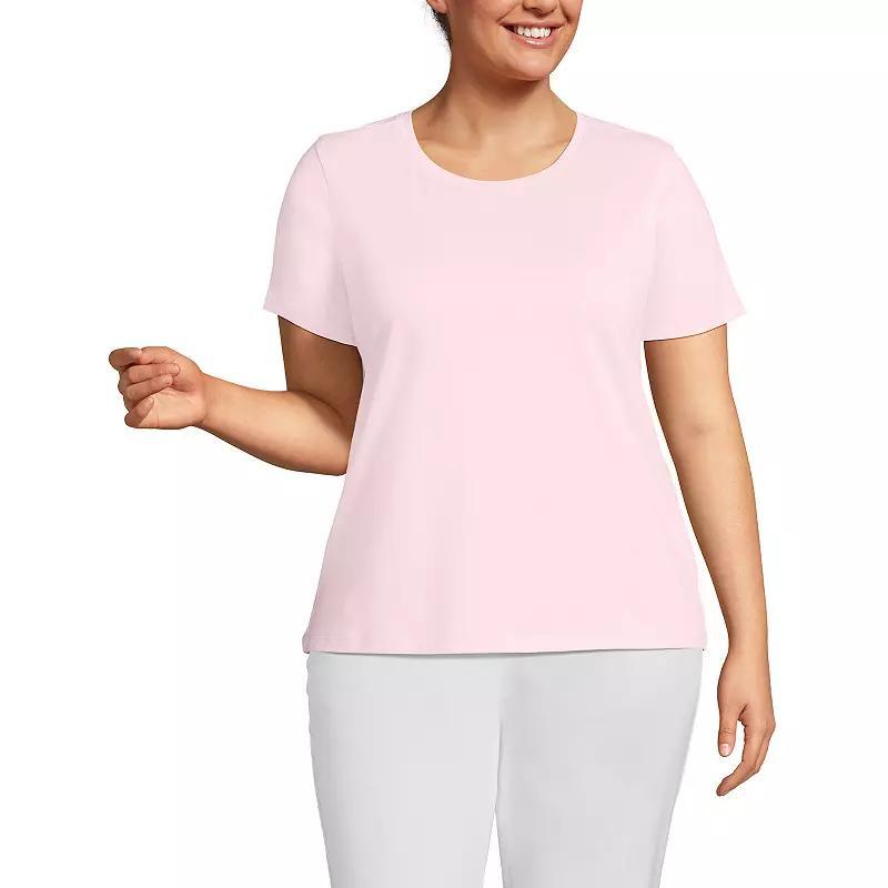 Plus Size Lands' End Relaxed Supima Cotton Crewneck Tee, Women's, Size: 1XL, Pale Yellow Product Image