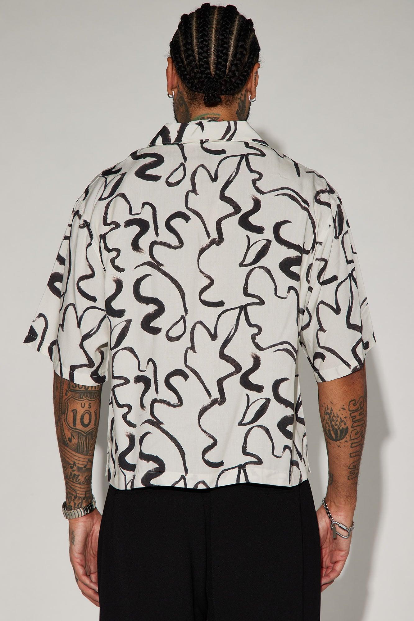 For The Art Cropped Button Up Shirt - Black/White Product Image