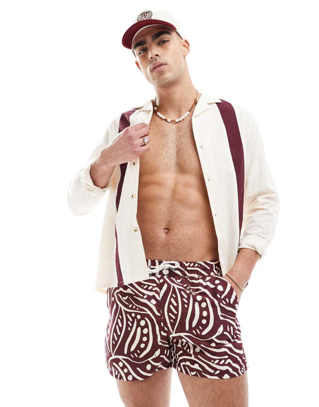 Aray abstract print swim shorts in mauve Product Image