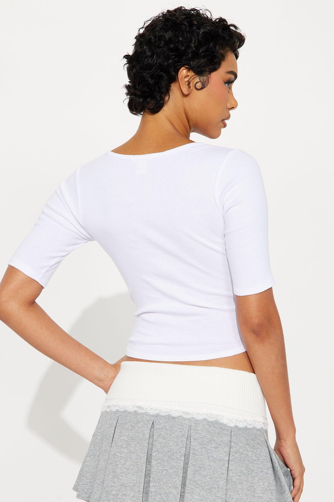 Lani Short Sleeve Top - White Product Image