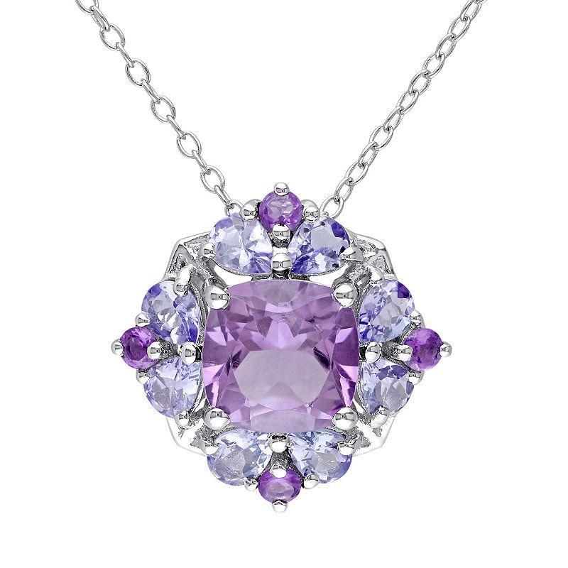 Stella Grace Amethyst & Tanzanite Sterling Silver Flower Pendant Necklace, Women's, Size: 18", Purple Product Image