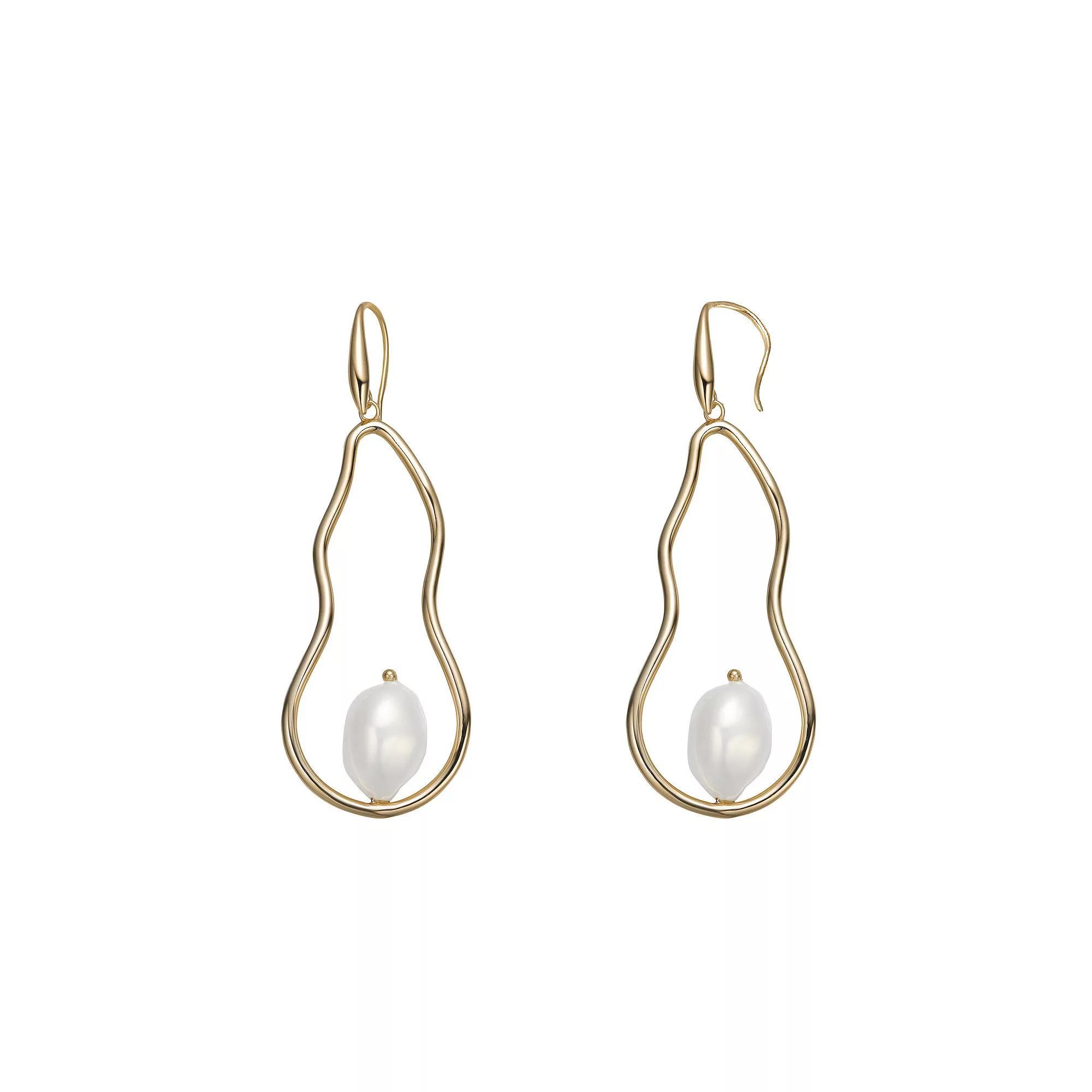 14k Gold Sterling Silver Freshwater Cultured Pearl Elongated Drop Earrings, Womens, Gold Tone Product Image