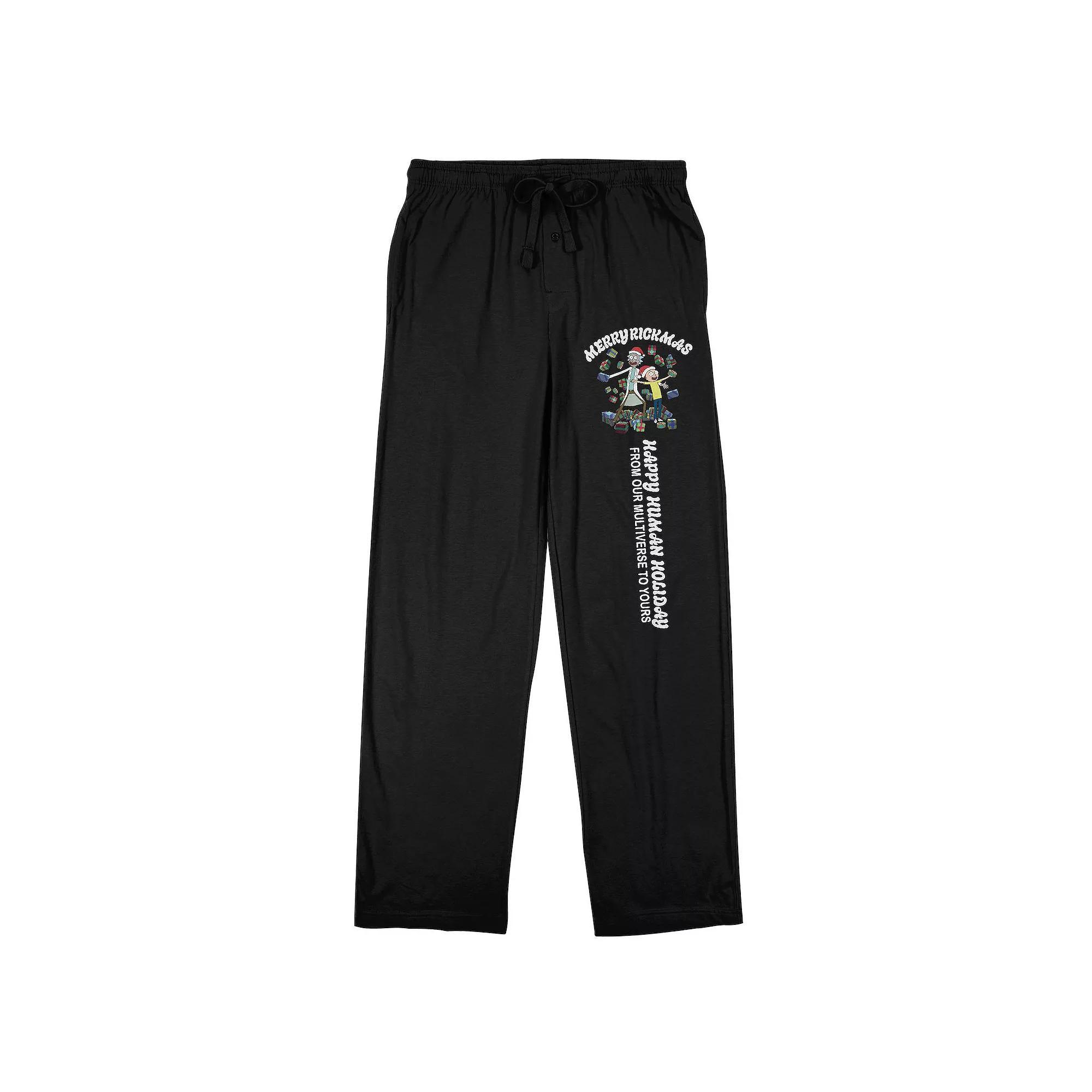 Men's Rick & Morty Merry Rickmas Pajama Pants, Size: Small, Black Product Image