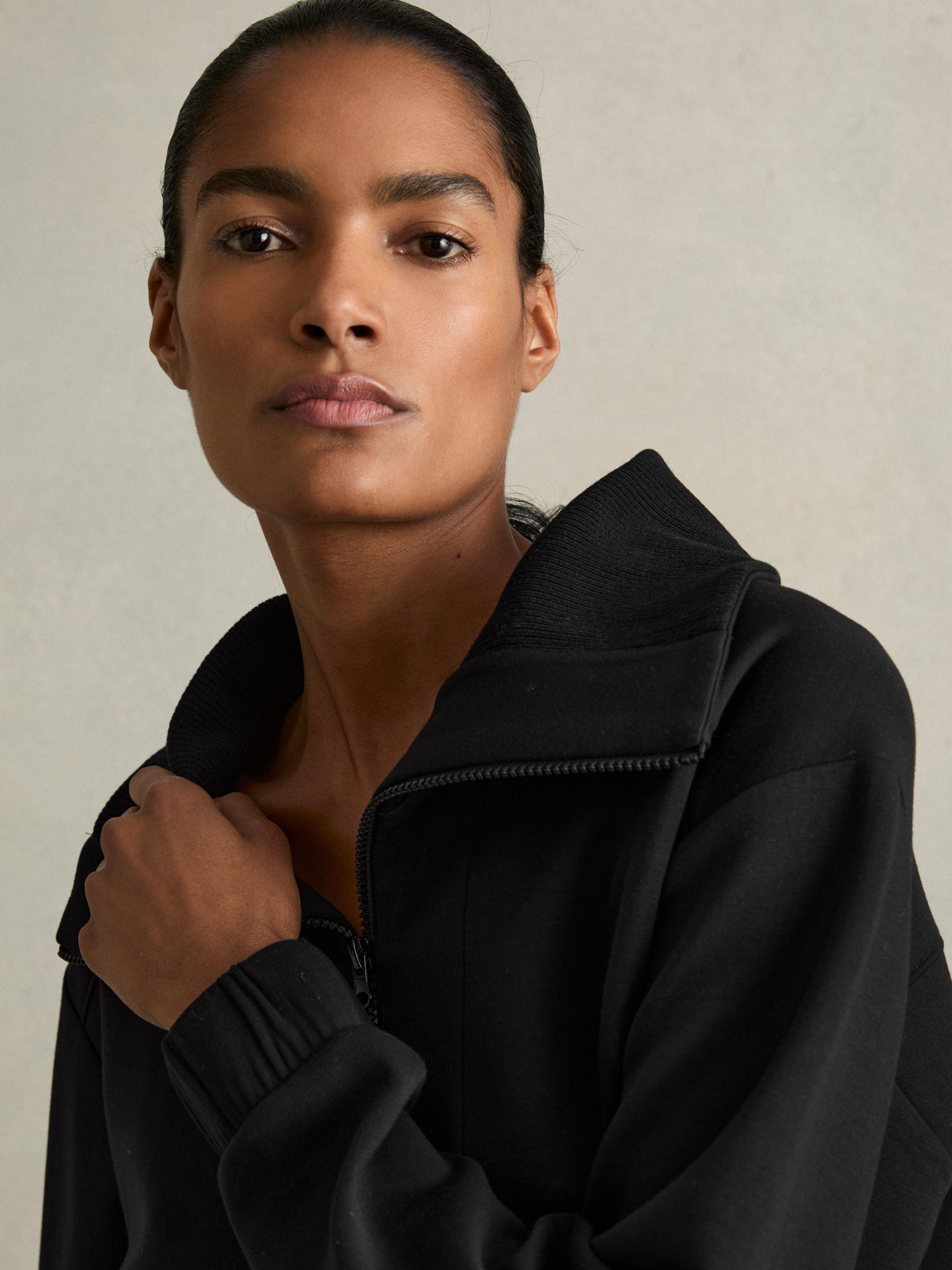 Interlock Half-Zip Drawstring-Hem Sweatshirt in Black Product Image