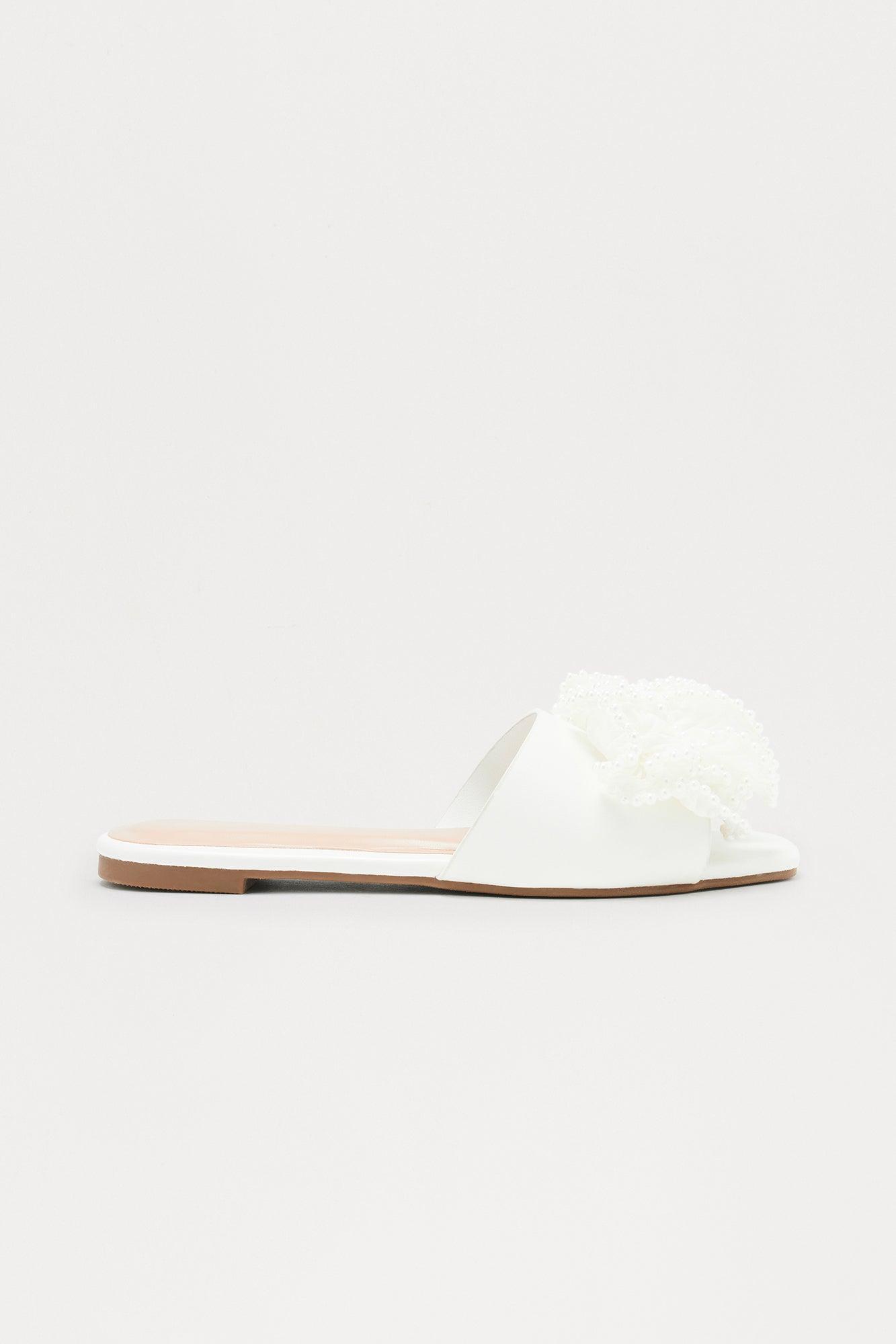 Cheer Pearl Ruffle Sandals - White Female Product Image