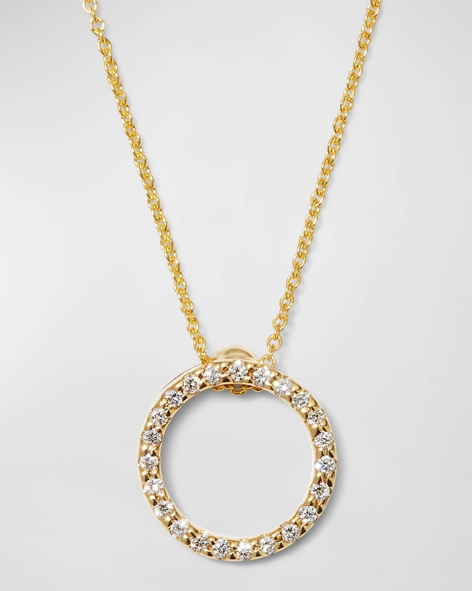 Womens Tiny Treasures 0.11 TCW Diamond & 18K White Gold Petite Circle Pendant Necklace Product Image