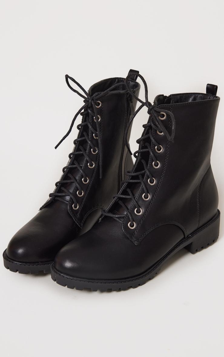 Black Basic PU Biker Boots Product Image