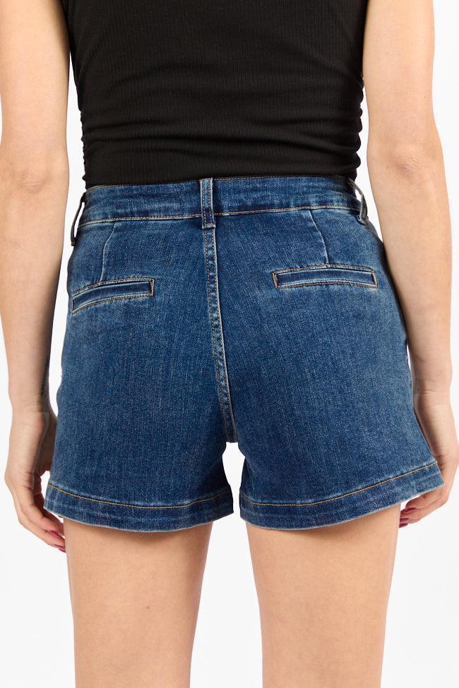 Come As You Are Dark Wash Relaxed Fit Denim Shorts Product Image