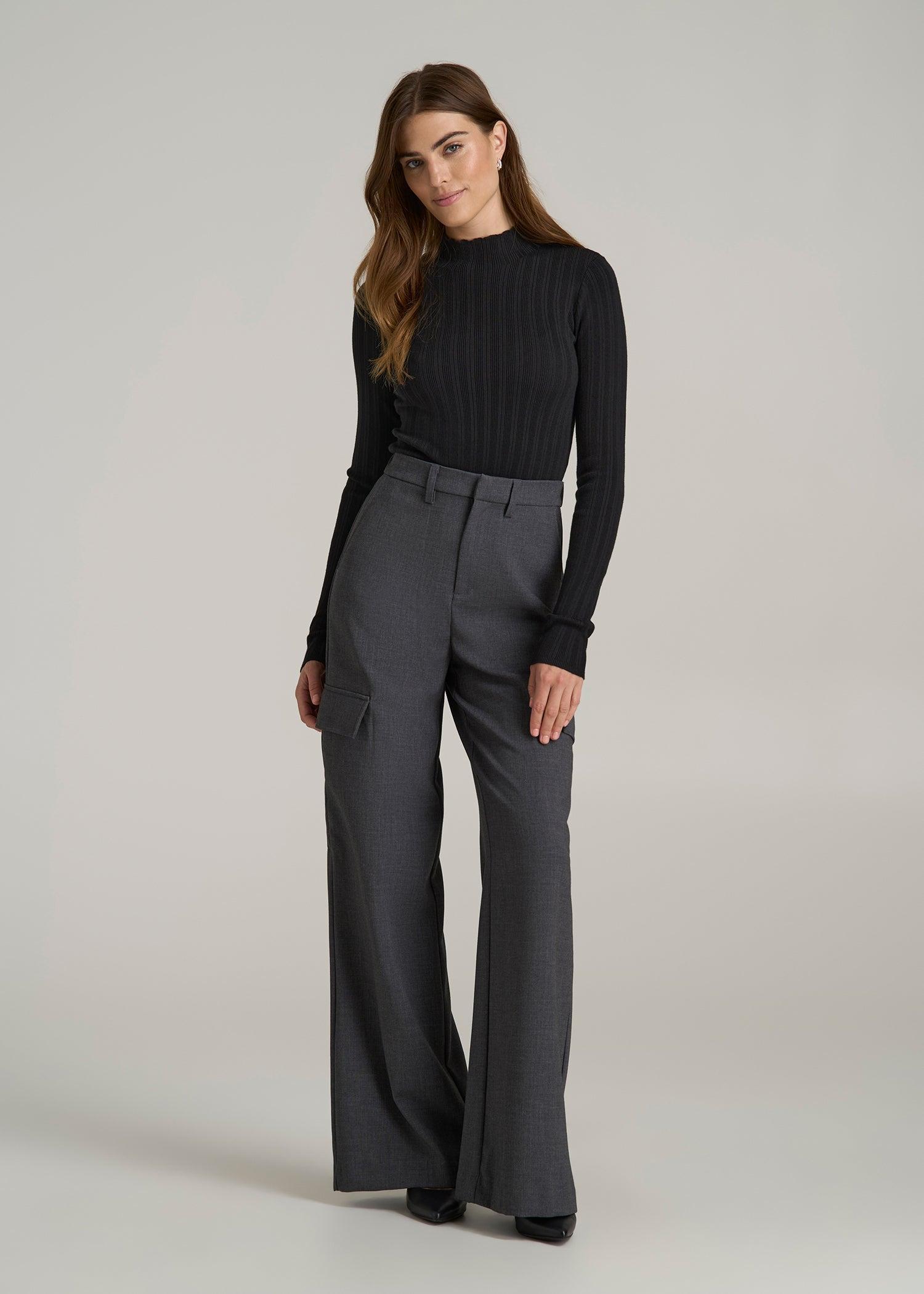 Mock Neck Sweater Bodysuit for Tall Women in Black Product Image