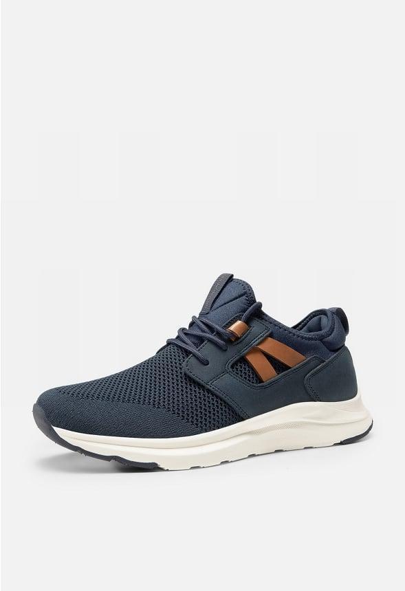 Men's Slip-On PU Leather Knit Sneakers Product Image