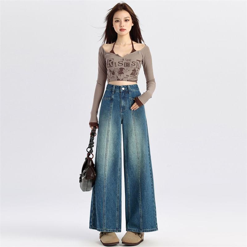 High Rise Wide Leg Jeans (Various Designs) Product Image