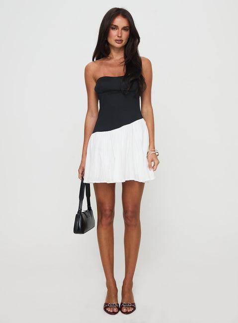 Amandla Strapless Mini Dress Black / White Product Image