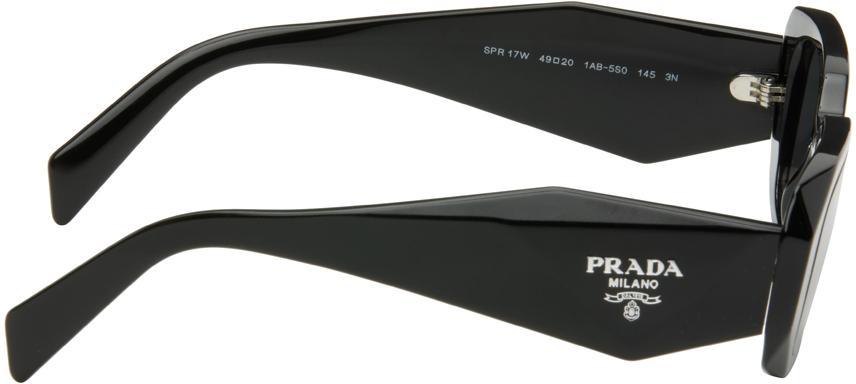 PRADA Black/slate Grey Spr17w Symbole Rectangular Sunglasses In Black,dark Grey Product Image