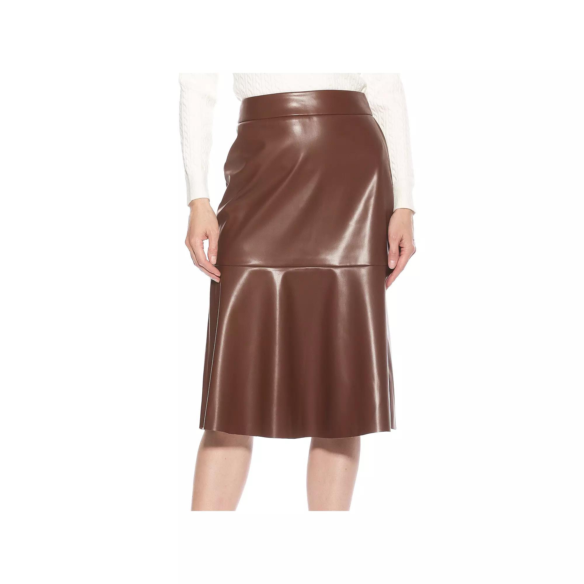 Women's ALEXIA ADMOR Ezra Midi Faux Leather Flared Skirt, Size: Small Product Image