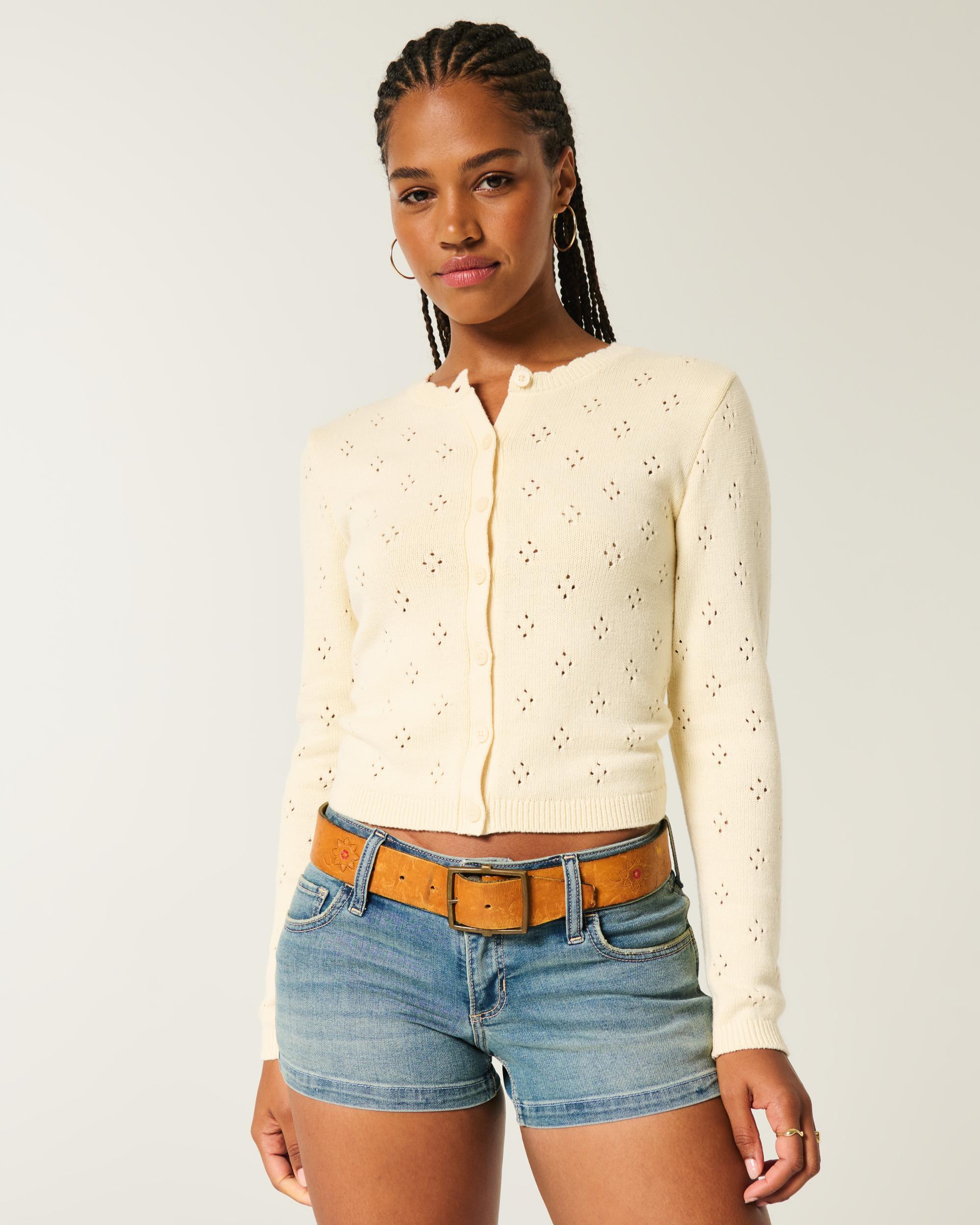 Eyelet Crew Cardigan Product Image