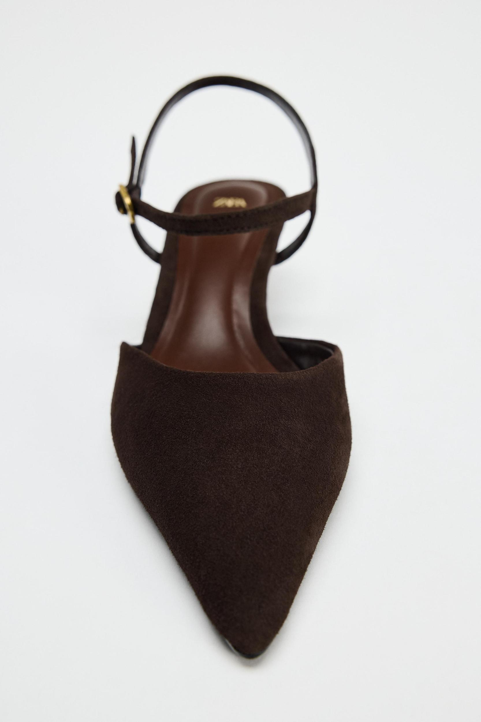 SUEDE KITTEN HEEL SLINGBACKS Product Image