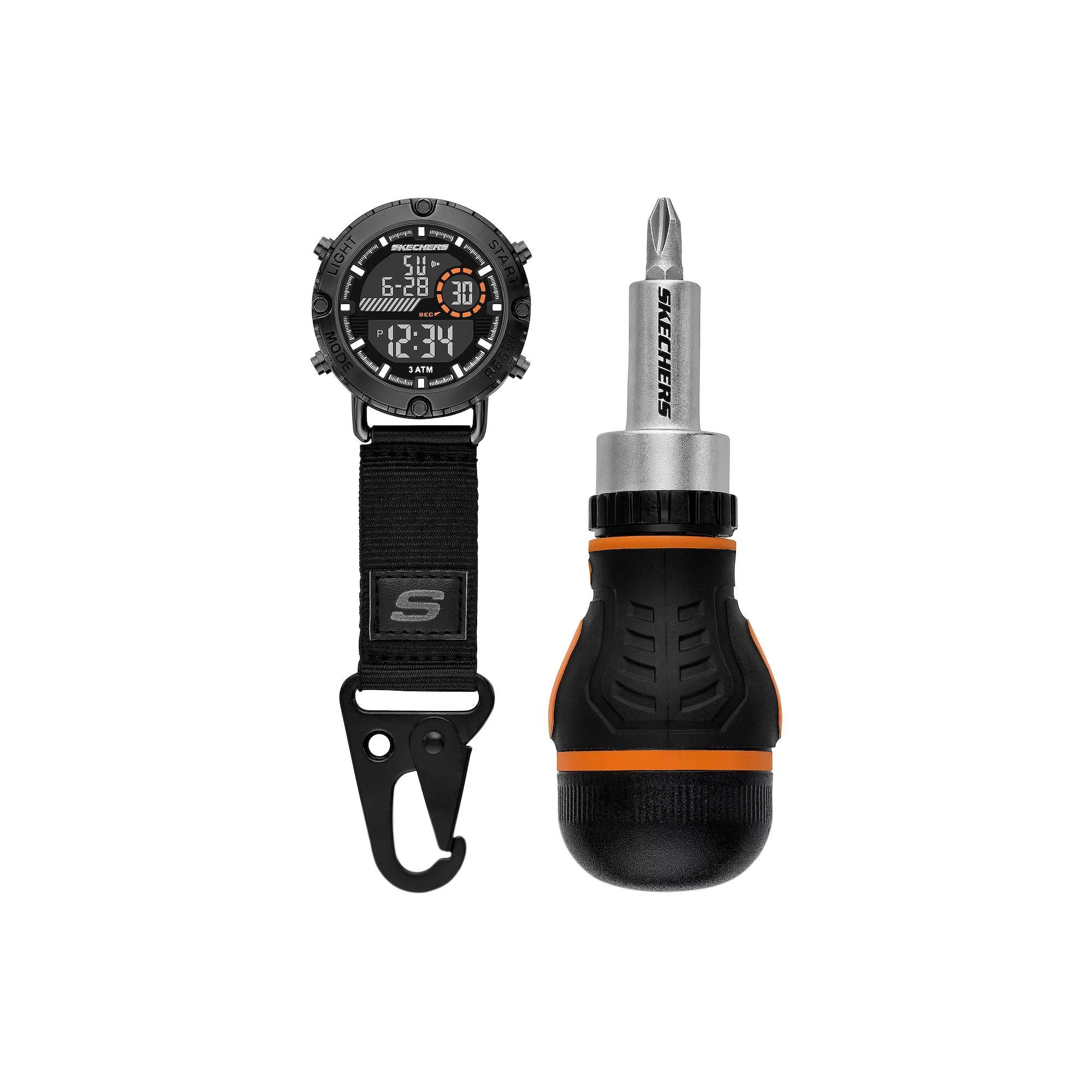 Skechers® Men's 2-pc. Clip Watch & Screwdriver Set, Size: Large, Black Product Image