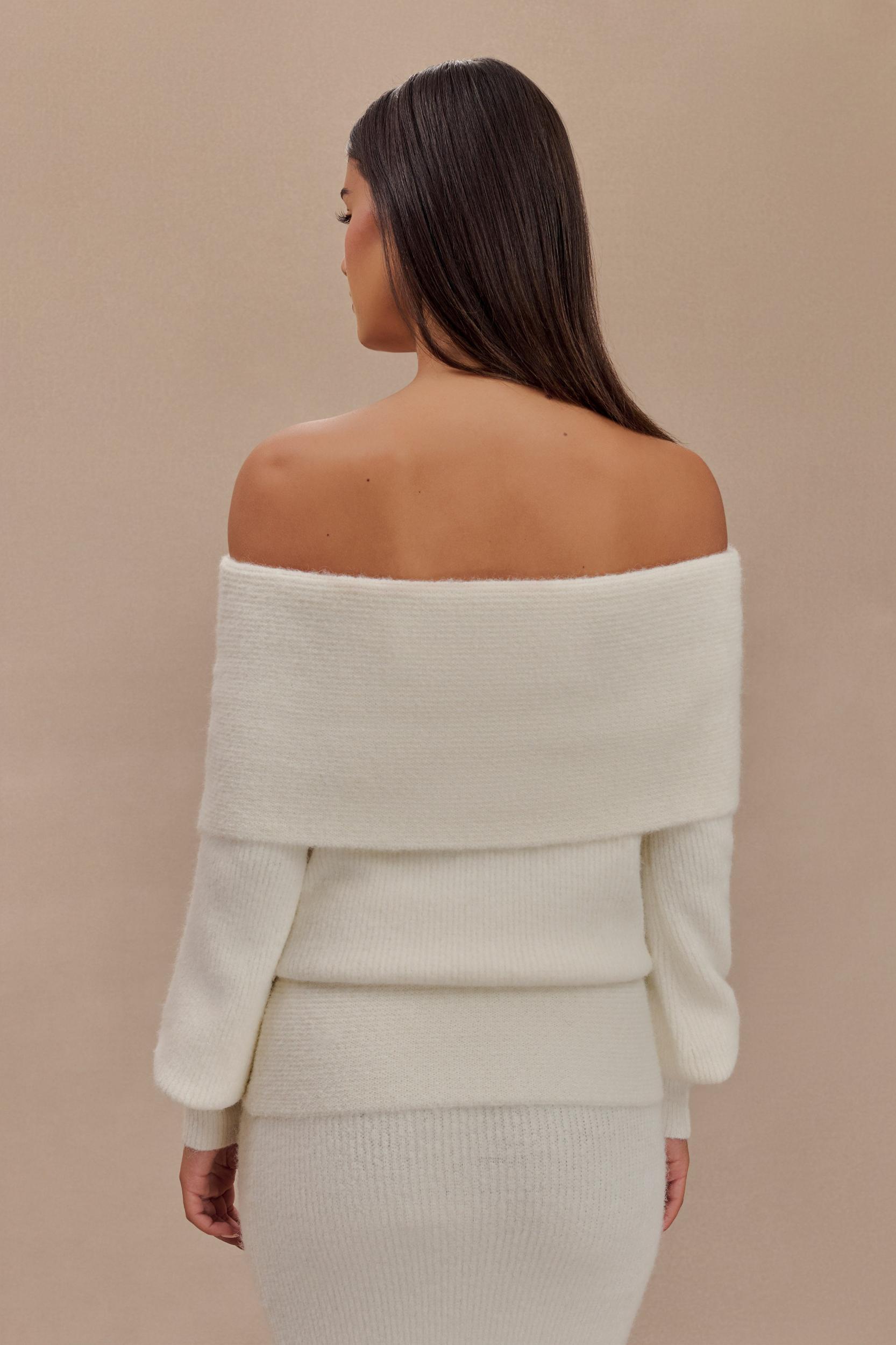 Charlotte Off Shoulder Knit Long Sleeve Top - Ivory Product Image