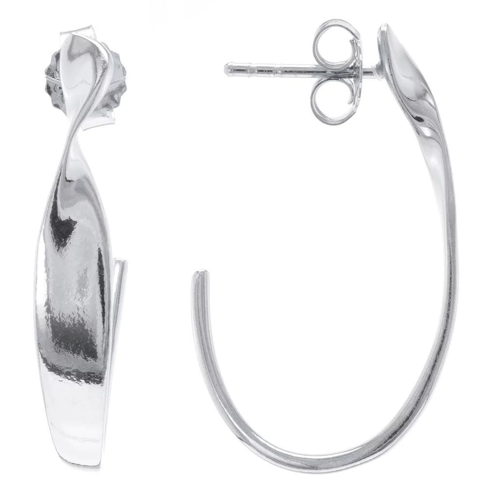 Judy Crowell Sterling Silver High Polish Open Twist C-Hoop Earrings, Women's, Gold Tone Product Image