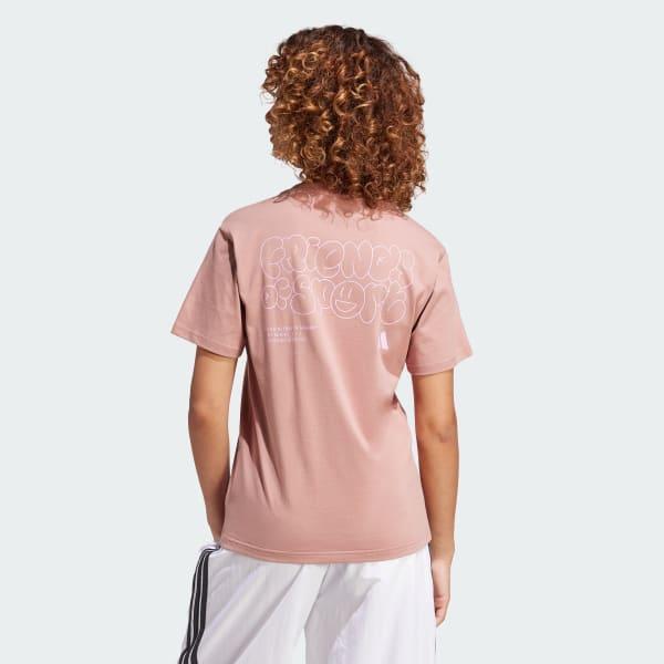 adidas Lounge Verbiage Graphic Tee Wonder Silver 2XL Womens Product Image