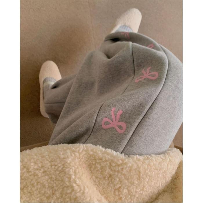 Drawstring Waist Bow Print Harem Pants Product Image