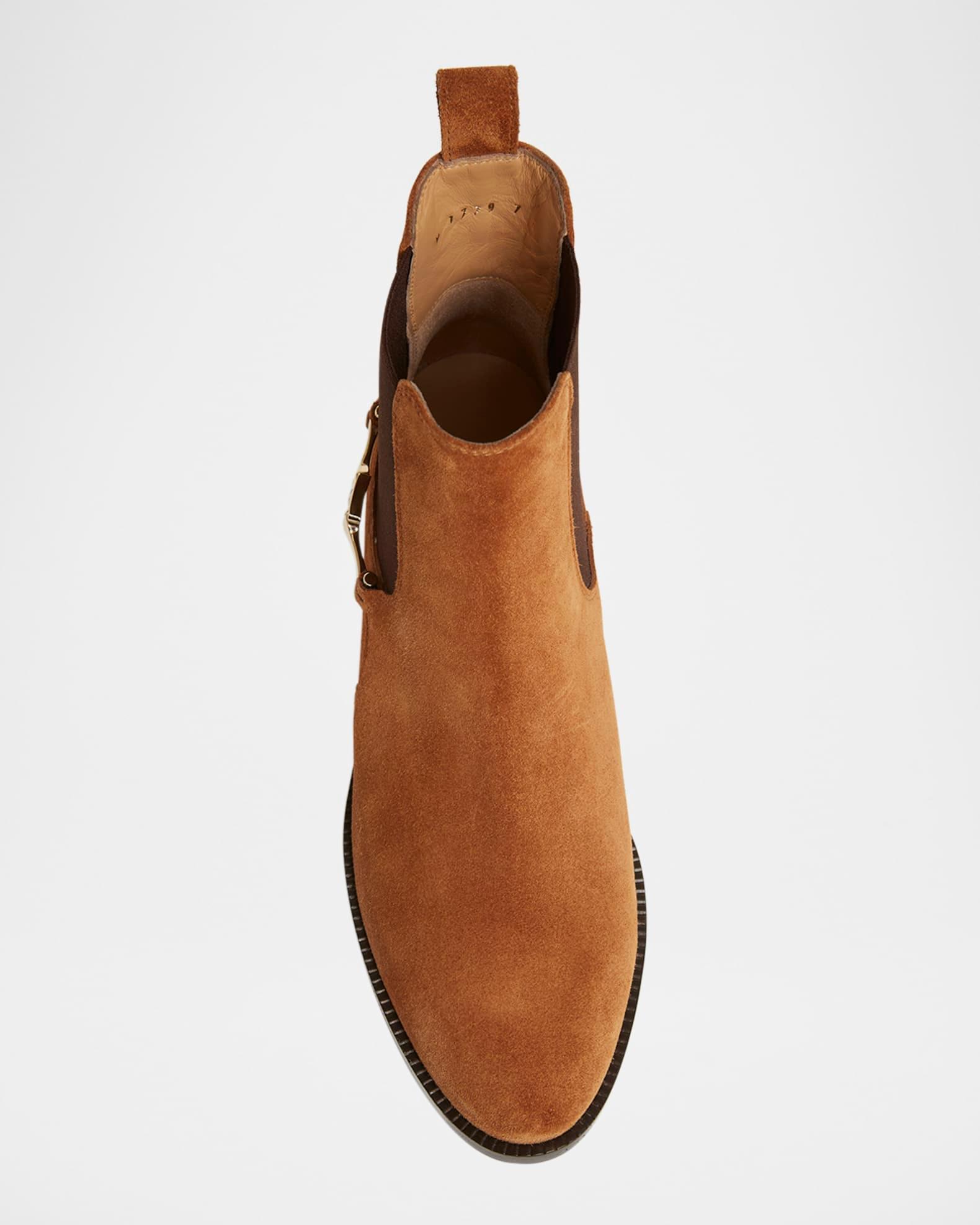 Suede Metal-Strap Chelsea Booties Product Image