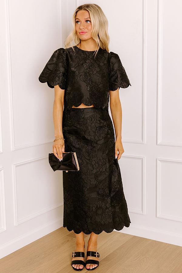 Garden Soiree Floral Jacquard Top in Black Product Image