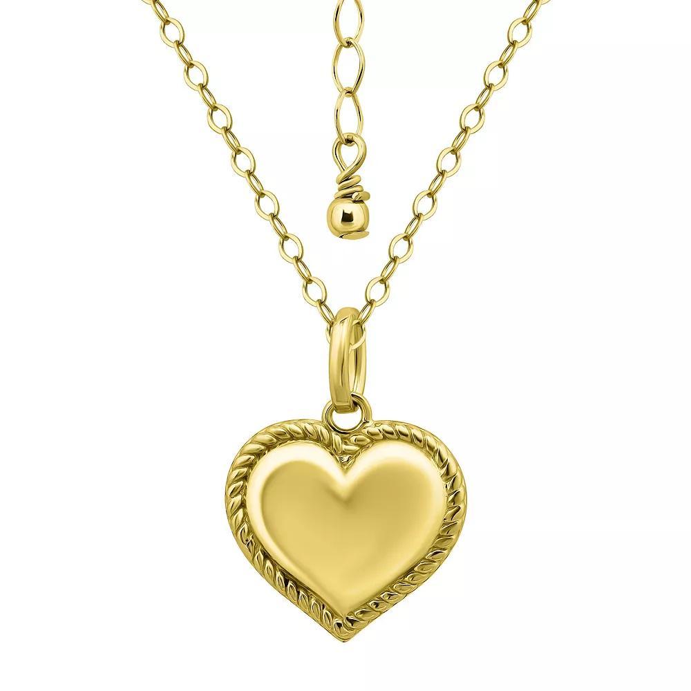 Aleure Precioso 18k Gold over Sterling Silver Heart with Twisted Border Pendant Necklace, Women's, Size: 16-18" ADJ, Gold Tone Product Image
