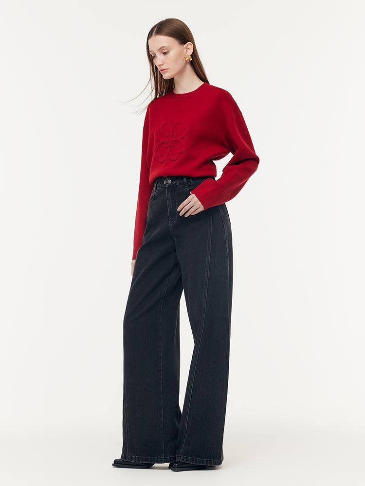 Denim Adjustable Waist Women Palazzo Jeans Product Image
