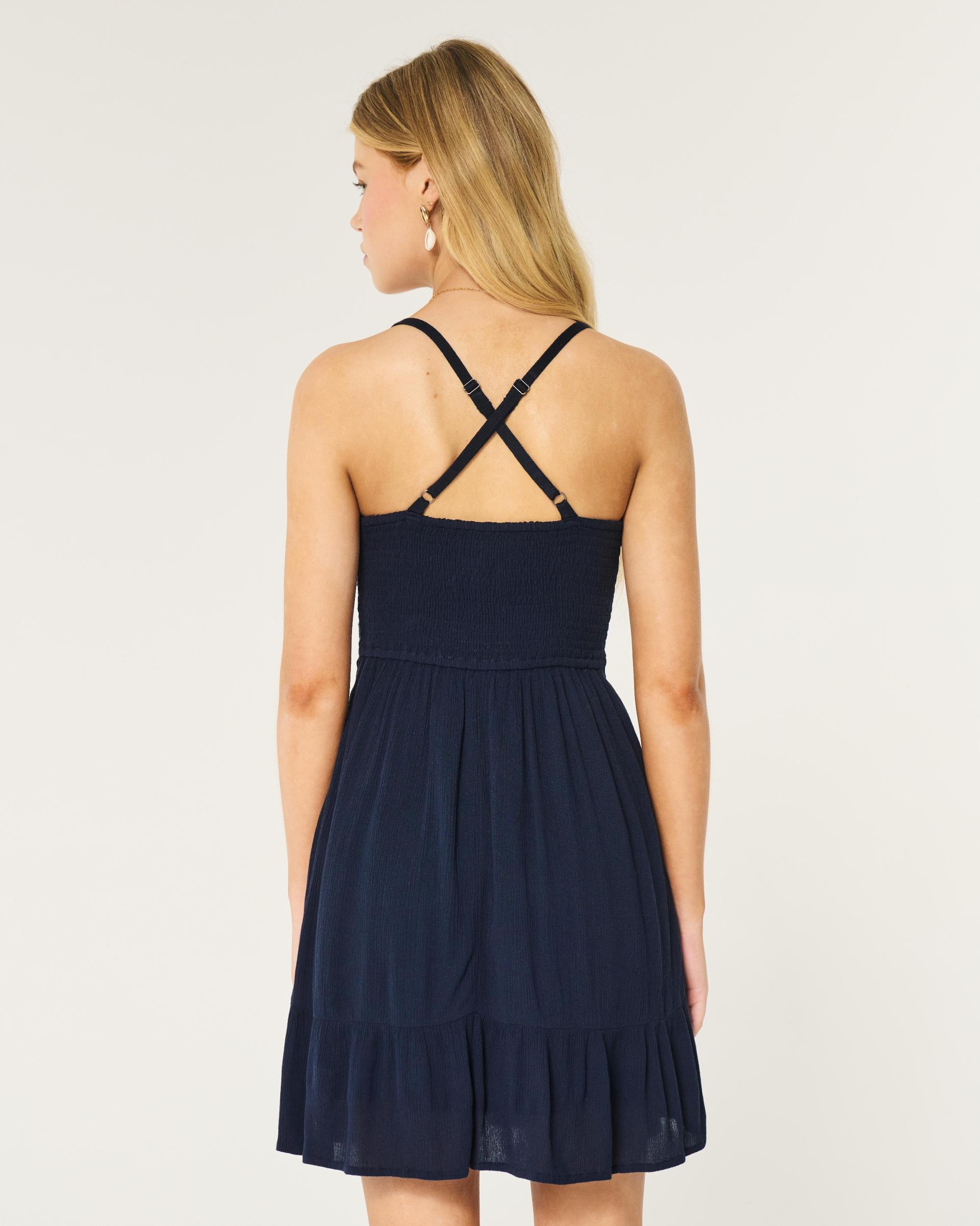 Crochet-Style Mix Mini Dress Product Image