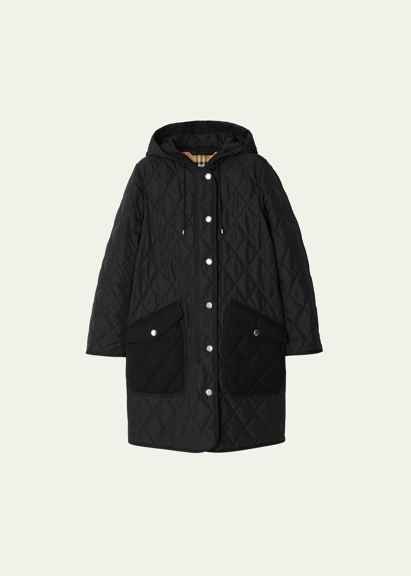 Roxby Quilted Top Coat with Hood Product Image