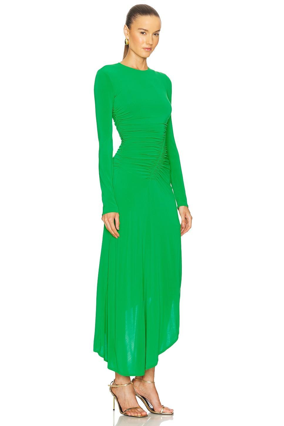 Adeline Asymmetric Ruched Stretch Maxi Dress Product Image
