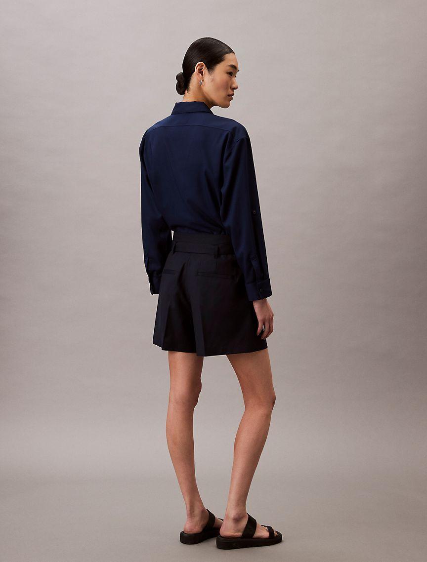 Wool Blend Herringbone Utility Shorts  Product Image