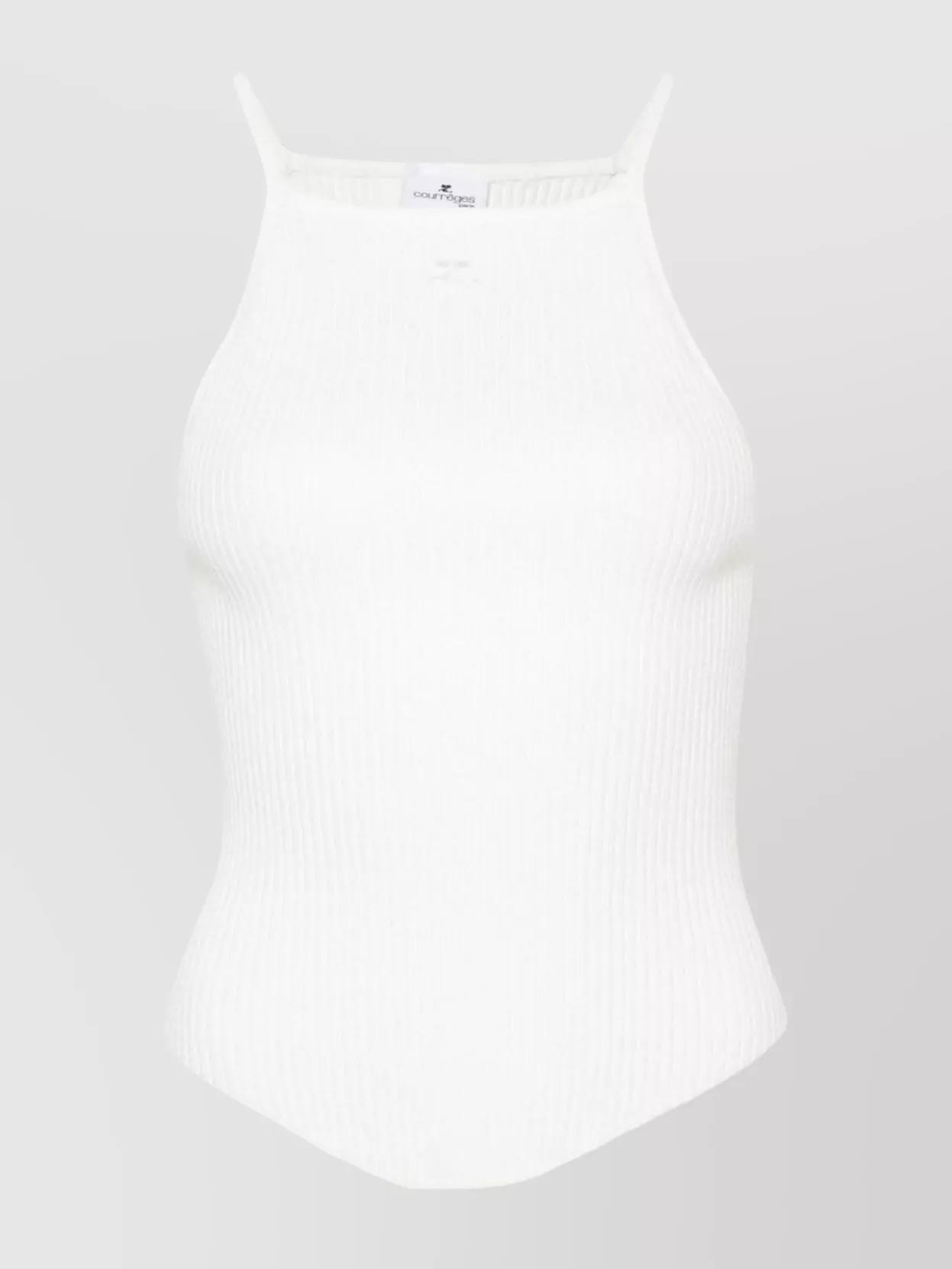 COURRÈGES Sleeveless Ribbed Knit Top In White Product Image