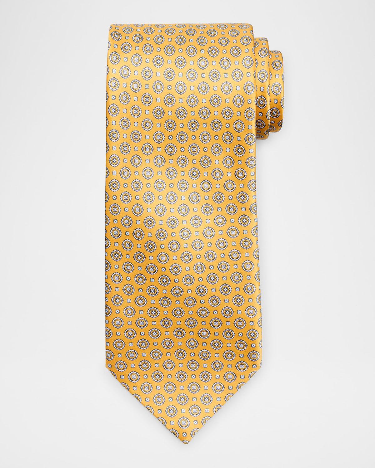 Mens Round Medallion Silk Tie Product Image