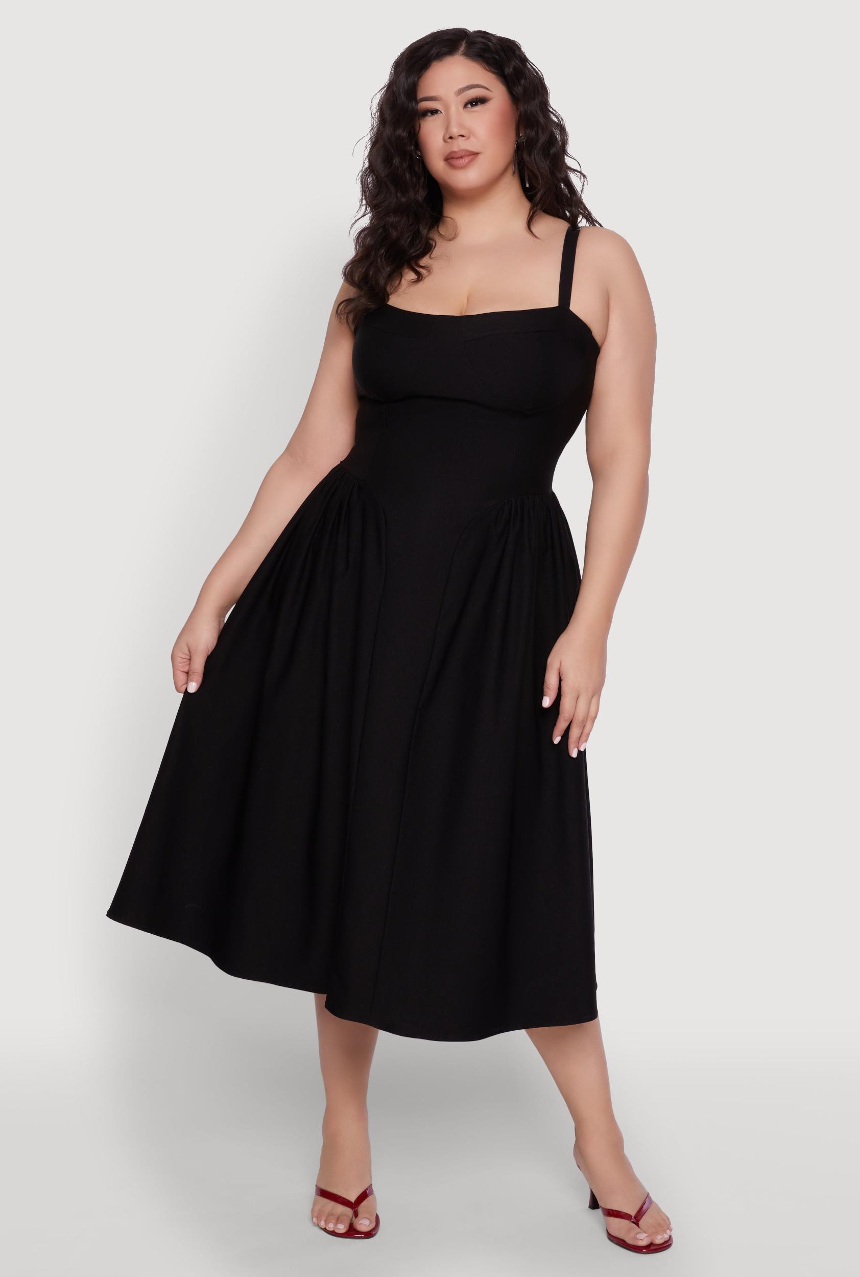 Womens Plus Size Hyperstretch Bustier Midi Dress Product Image