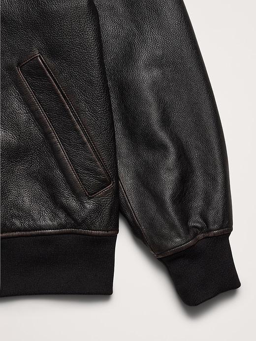 Oversized Leather Bomber Jacket Product Image