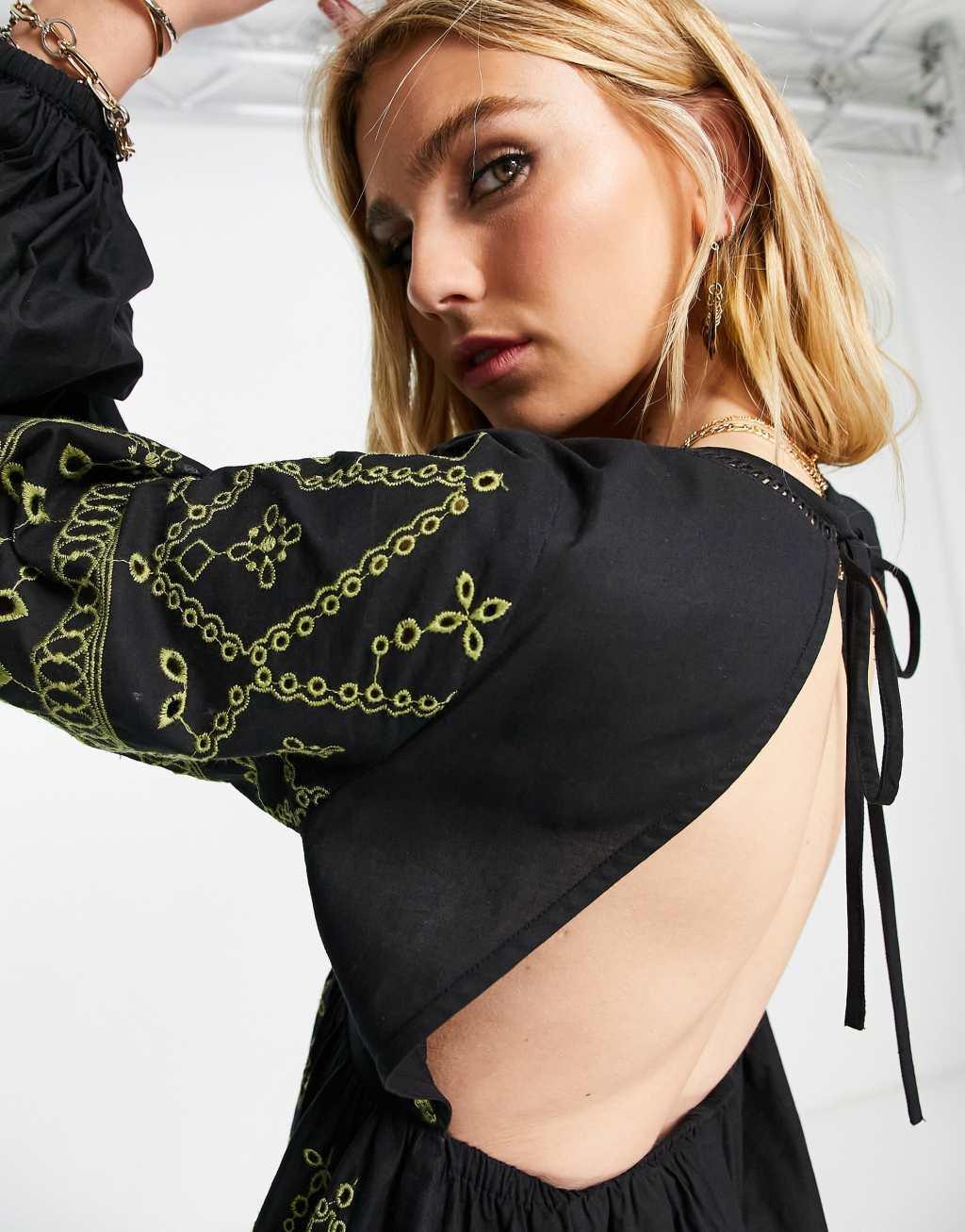 ASOS DESIGN embroidered button up midaxi dress Product Image