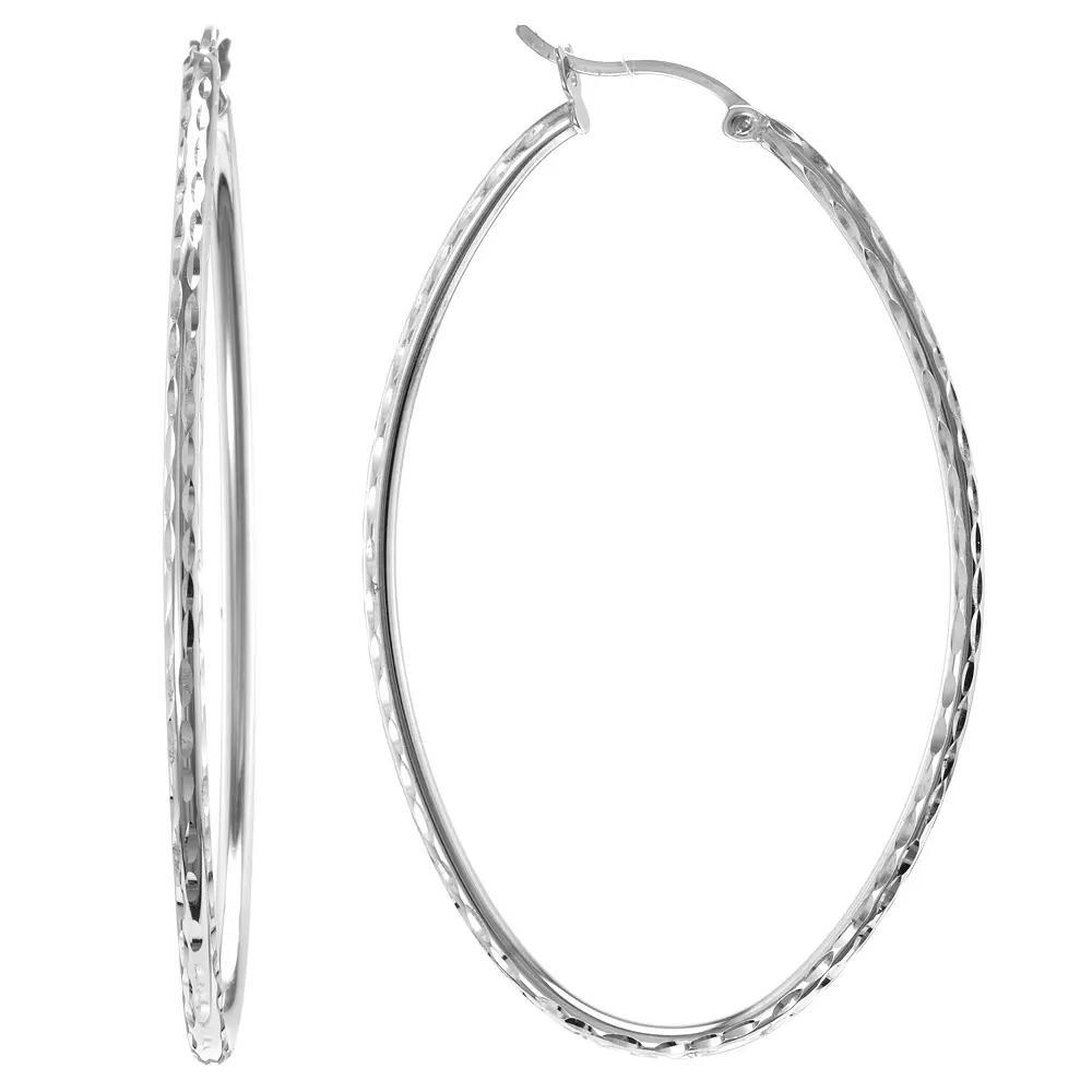Judy Crowell Sterling Silver Textured Hoop Earrings, Women's Product Image