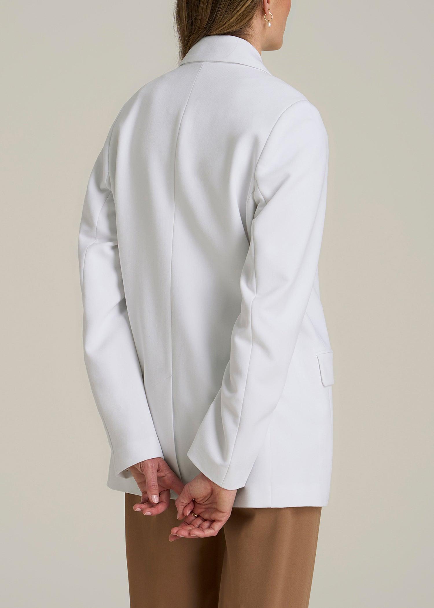 Boyfriend Fit Single-Button Blazer for Tall Women in Optic White Product Image