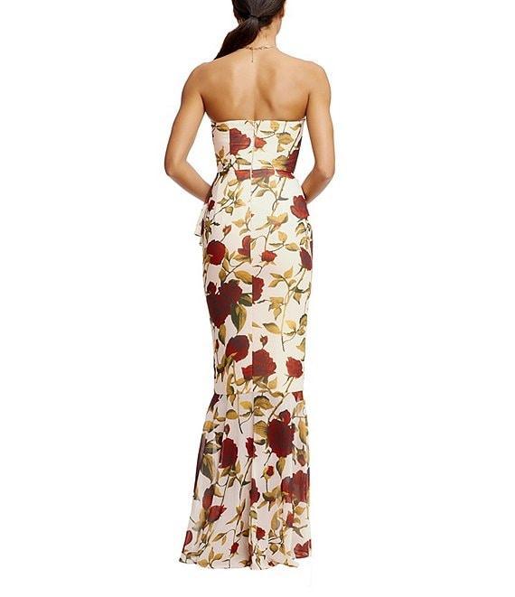 Dress the Population Paris Floral Print Strapless Neck Sleeveless Ruffle Gown Product Image