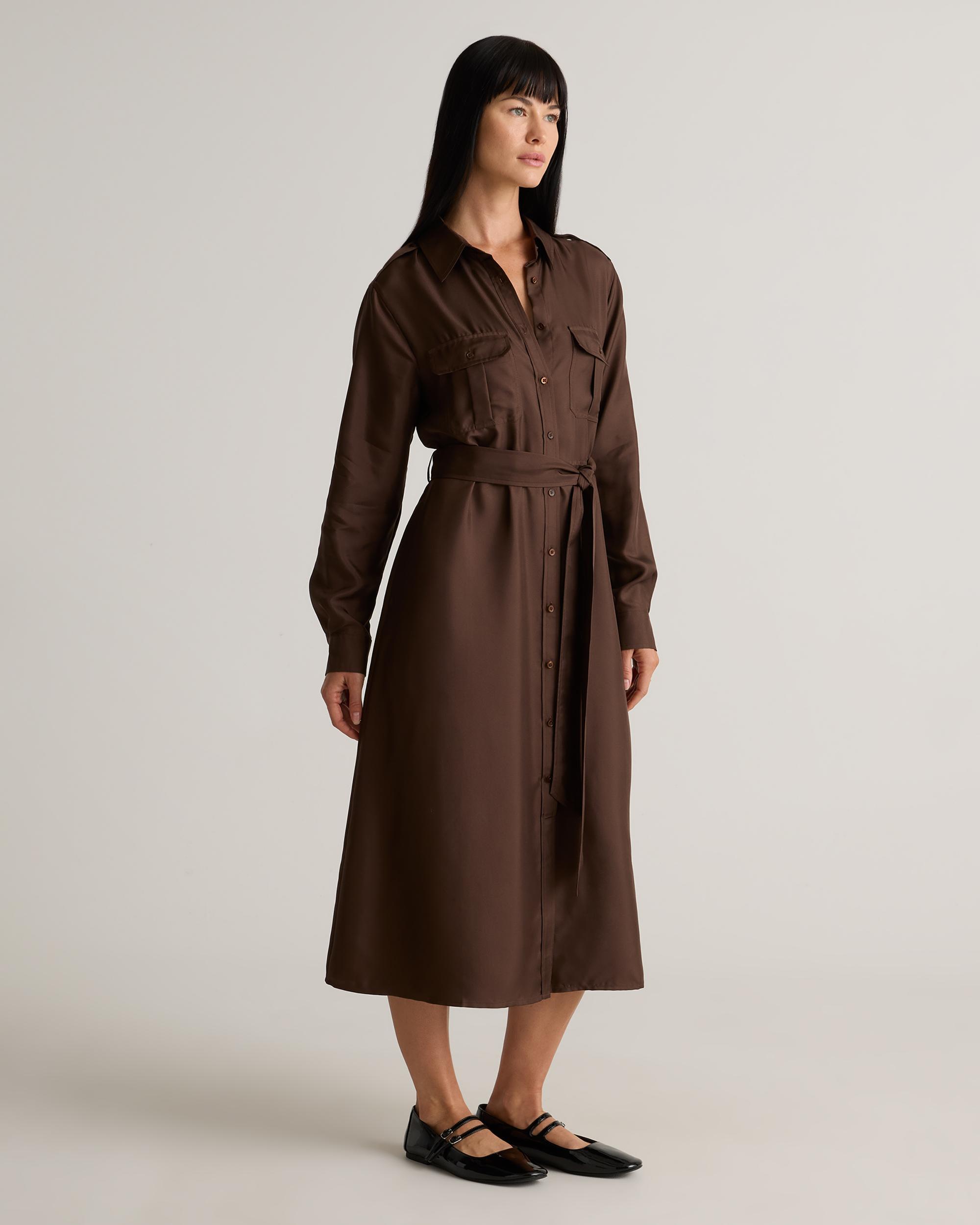 Quince | Women's 100% Silk Twill Utility Shirt Dress Product Image