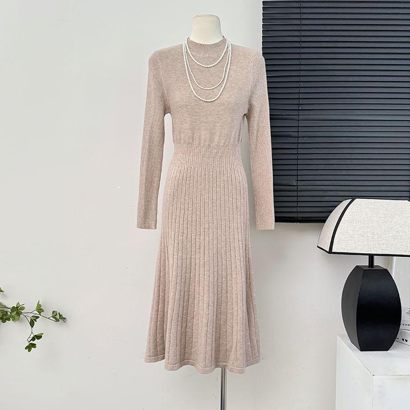 Mock-Neck Ribbed Midi Dress Product Image