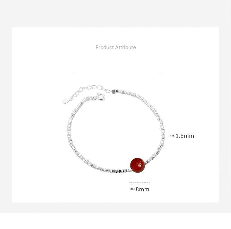 S925 Sterling Silver Agate Bead Bracelet Product Image