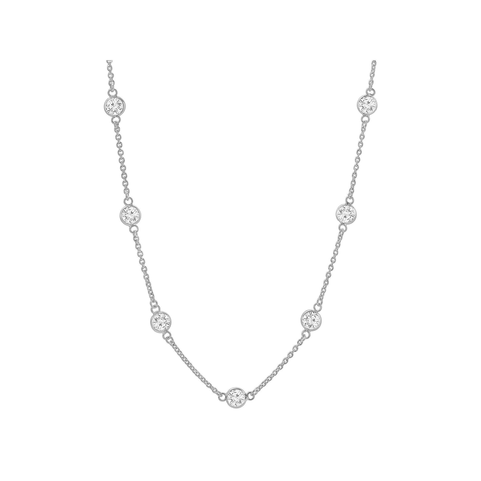 PRIMROSE Sterling Silver Cubic Zirconia Station Necklace, Women's, Size: 20" Product Image