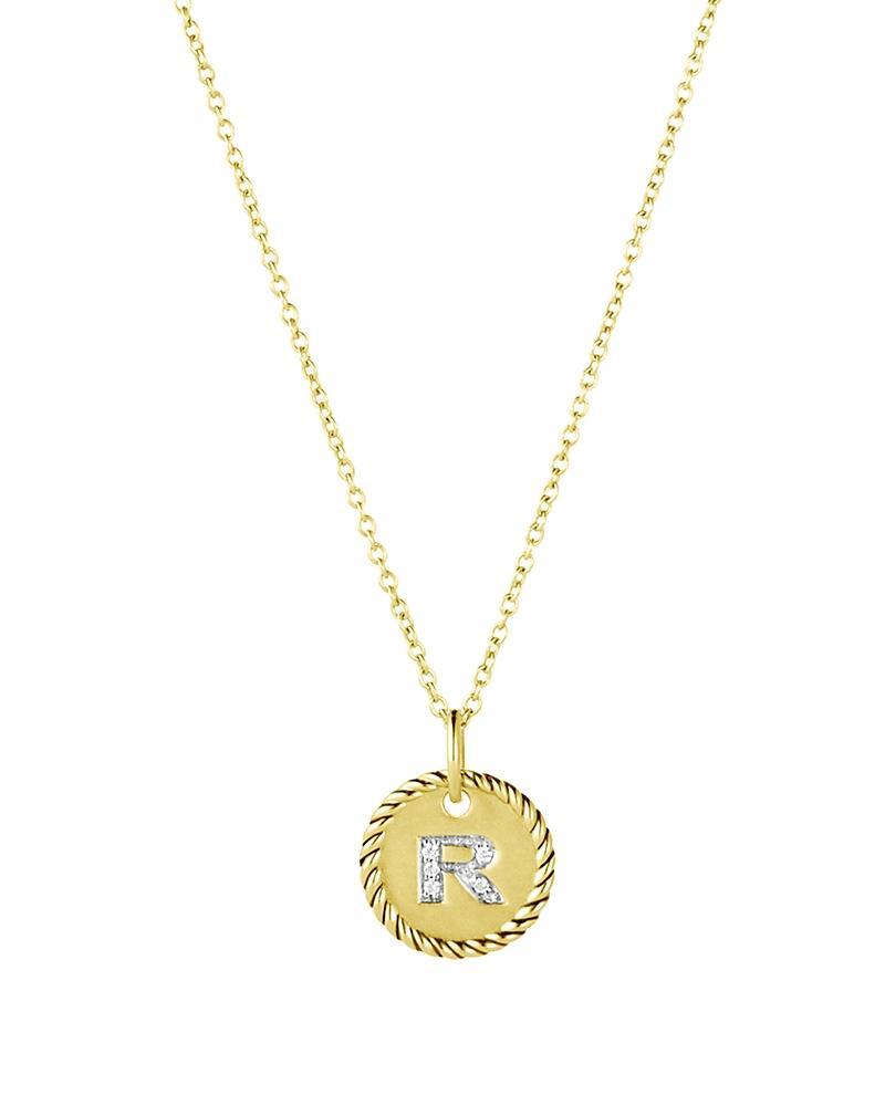 David Yurman Cable Collectibles Initial Pendant with Diamonds in Gold on Chain, 16-18 Product Image